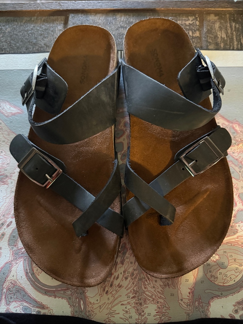 Sonoma Black Leather Crisscross Buckle Sandals
